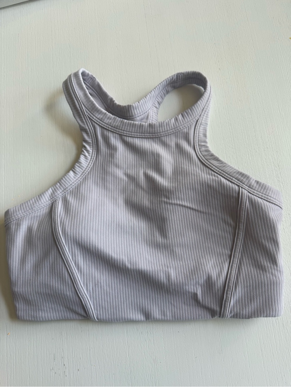 lululemon athletica Ribbed High-Neck Sports Bra in Light Gray